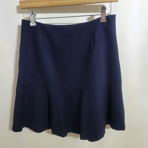 Brooks Brothers Red Fleece Navy Blue Wool Blend Flared Skirt, Size 2